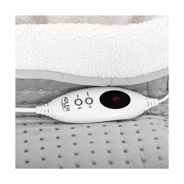 Adler AD 7432 coperta/cuscino elettrico Coperta elettrica 100 W Grigio, Bianco Felpato, Lana sintetica