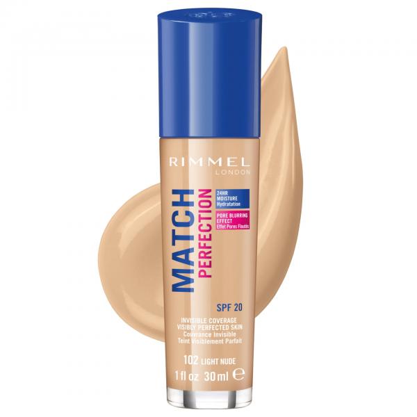 Rimmel Match Perfection Foundation Spf20 102 Light Nude