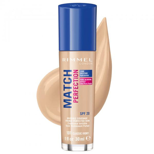 Rimmel London Match Perfection Foundation Spf20 101 Classic Ivory 30ml