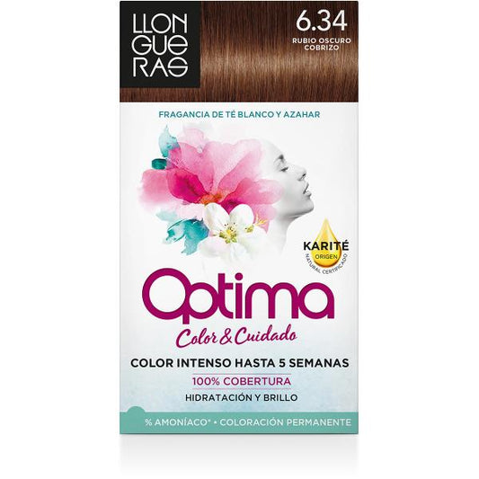 Llongueras Optima Permanent Hair Colour Ammonia Free 6.34 Dark Golden Copper Blond