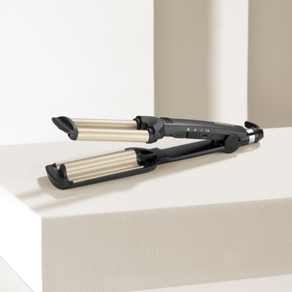 BaByliss EasyWaves Piastra texturizzante Caldo Nero, Argento 1,8 m