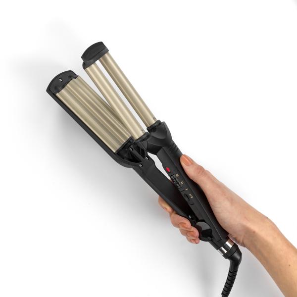 BaByliss EasyWaves Piastra texturizzante Caldo Nero, Argento 1,8 m