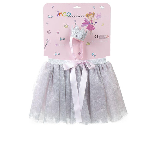 Inca Tutú Plateado Y Cinta Con Corona Lote Accessorio Costume Stile Unico
