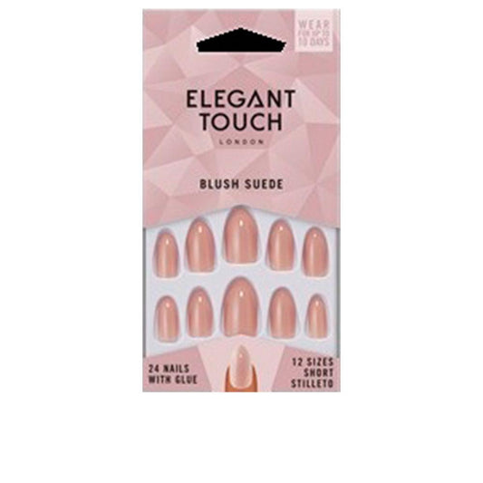 Elegant Touch Core Colour Unghie Finte Con Colla Stiletto Blush Suede Manicure Perfetta