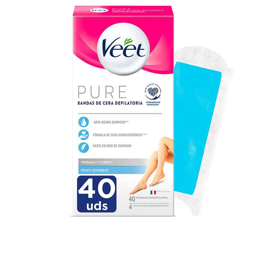 Veet Bandas De Cera Pure Ceretta Per Pelle Sensibile Rimozione Delicata E Sicura