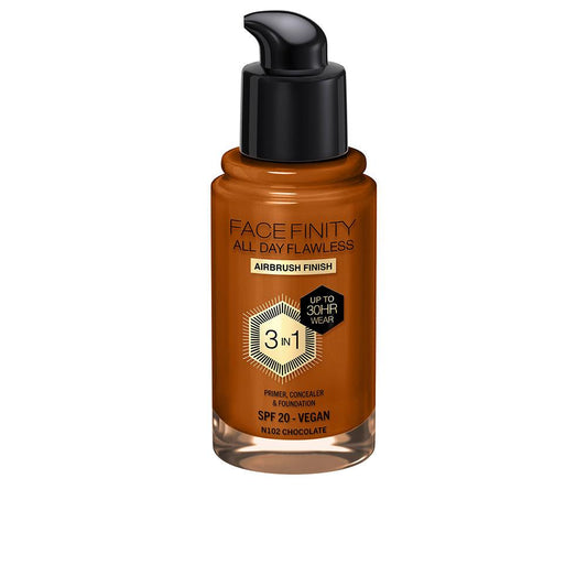 Max Factor Facefinity All Day Flawless 3 In 1 Foundation N102-Chocolate 30ml