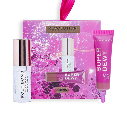 Revolution Make Up Icons Set Gloss Per Labbra E Blush Liquido Satinato Splendore Vegan