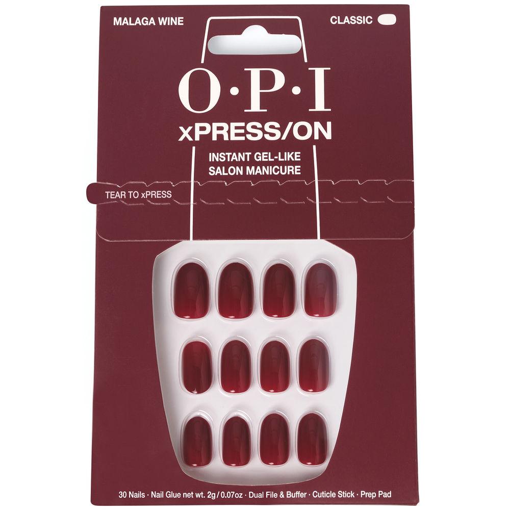 Opi Xpress-On Uas Artificiales Tonos Icónicos Malaga Wine 30 U