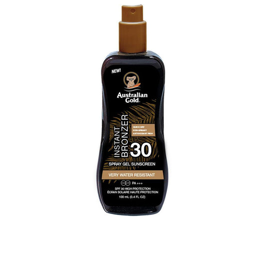 Australian Gold Protezione Solare Spray Gel SPF30 Con Bronzer Istantaneo Protezione Solare E Idratazione