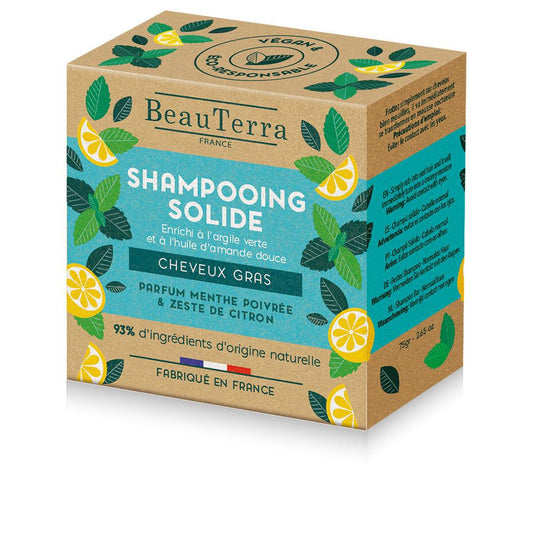 Beauterra Solide Shampoo Solido Per Capelli Con Menta E Scorza Di Limone Capelli Leggeri E Naturali